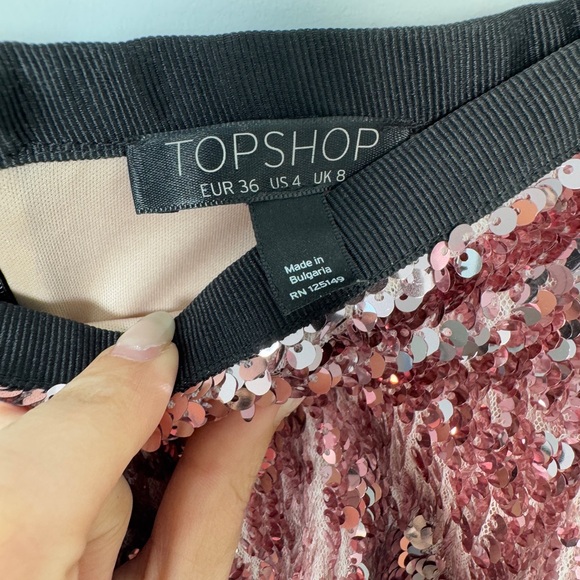 Topshop Shimmering Pink Sequin Mini Skirt - Picture 3 of 5